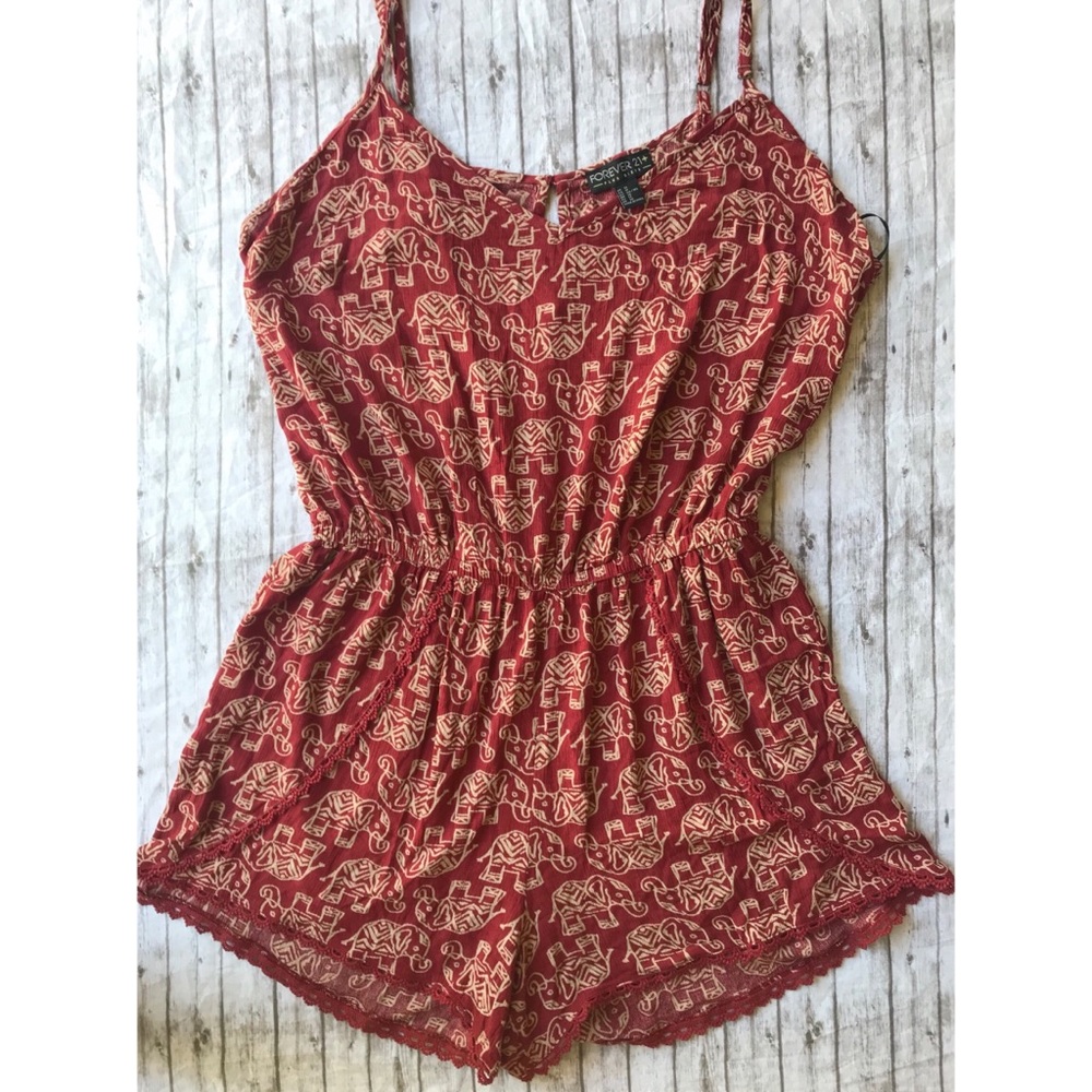 Red Elephant Print Romper